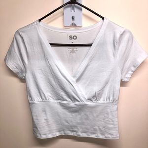 White V-neck crop top